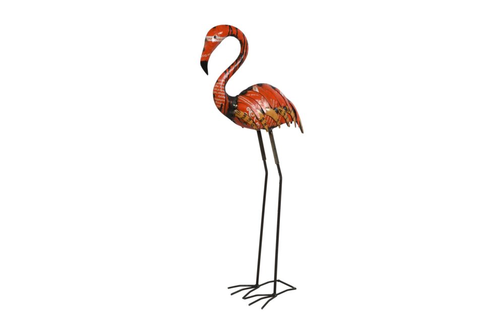 Recycled Iron Flamingo Garden Decoration - Artisan-Made Rustic Bird Figure - Image 2