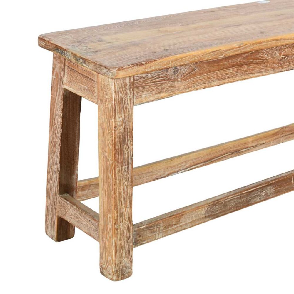 Antique Indian Teak Wood Hall Bench – Weathered Sandstone Finish (c1930) - Image 2