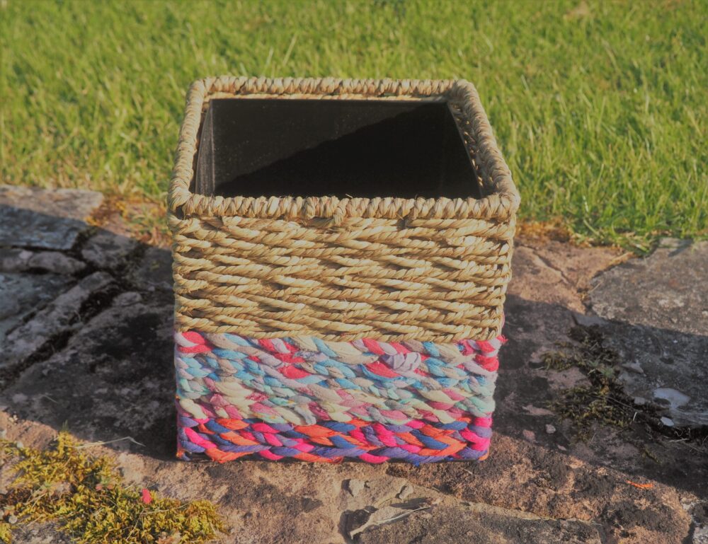 Munja And Reclaimed Sari Fabric Planter – Medium - Image 11
