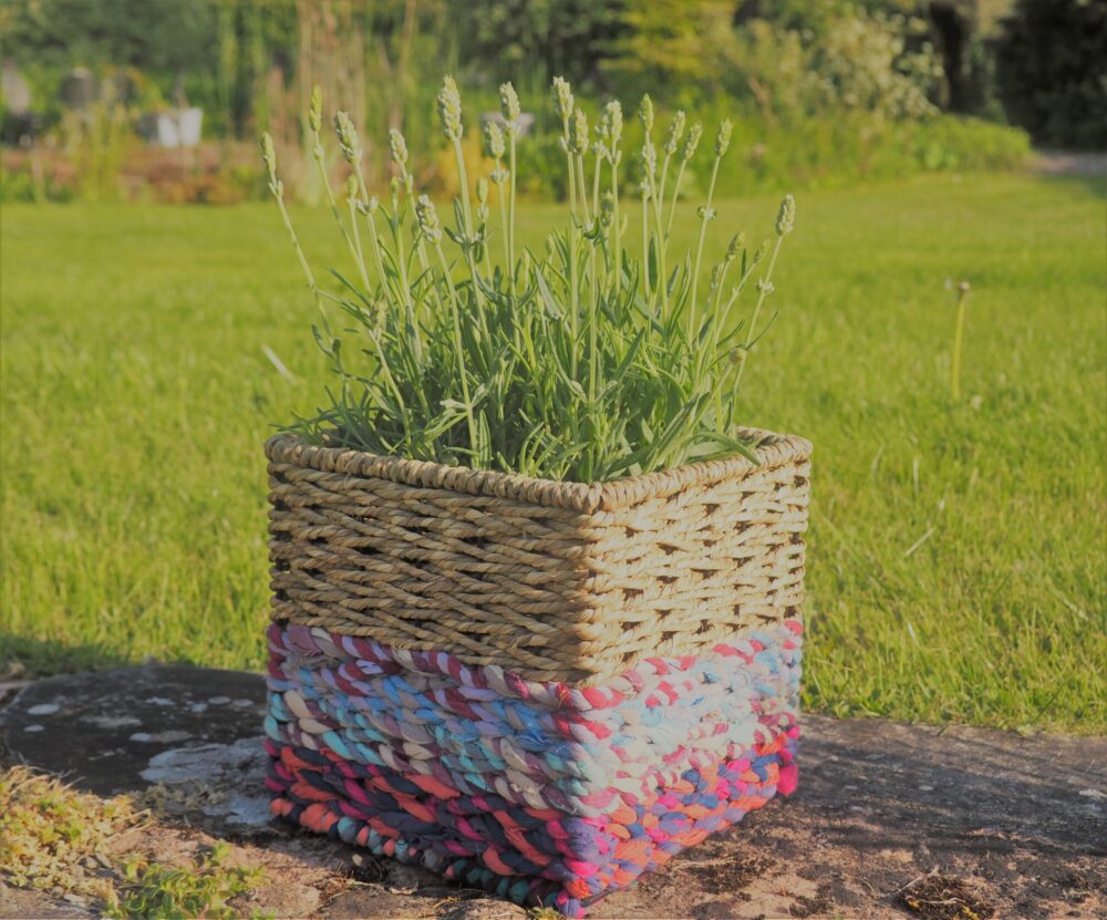 Munja And Reclaimed Sari Fabric Planter – Medium - Image 9