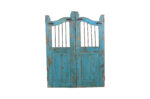 Antique Indian Teak and Iron Garden Dog Gate Pair