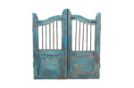 Antique Indian Teak and Iron Garden Dog Gate Pair
