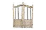 Antique Indian Teak and Iron Garden Dog Gate Pair