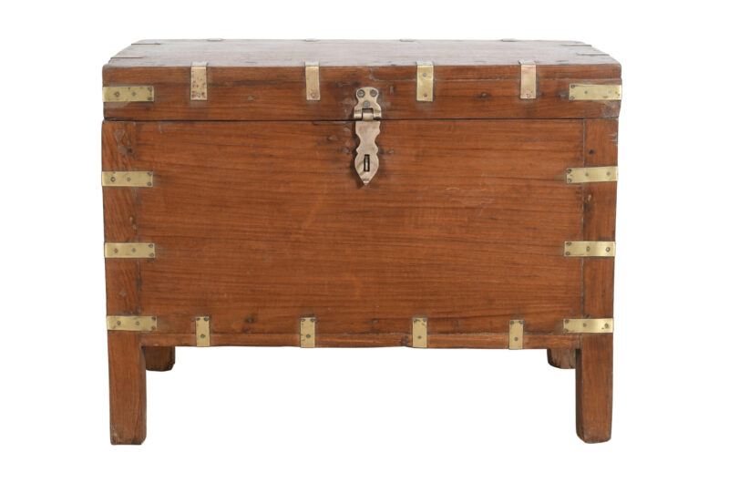 Antique Indian Teak Wood Pitara Dowry Chest - Image 4