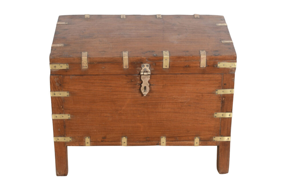 Antique Indian Teak Wood Pitara Dowry Chest - Image 3