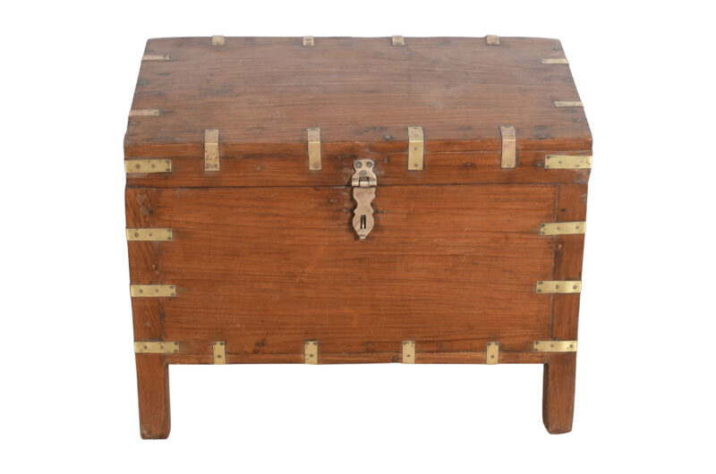 Antique Indian Teak Wood Pitara Dowry Chest - Image 3