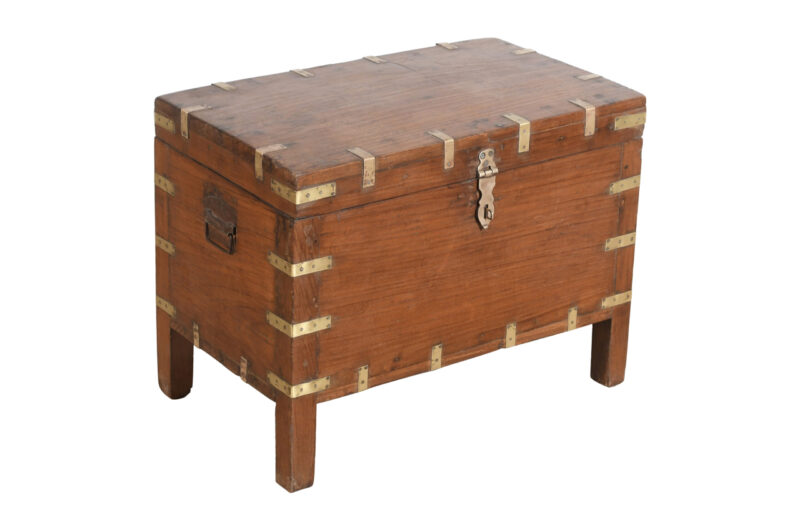 Antique Indian Teak Wood Pitara Dowry Chest - Image 2