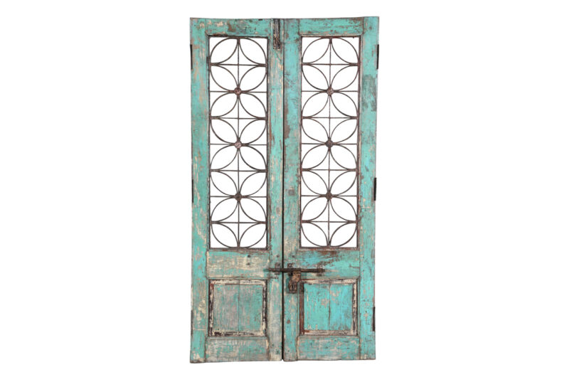 Antique Indian Teak Wood Jali Shutter Doors - Image 3