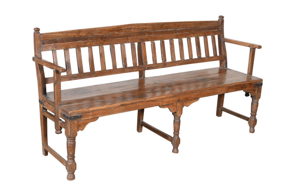 Antique Indian Teak Wood Chapel Bench