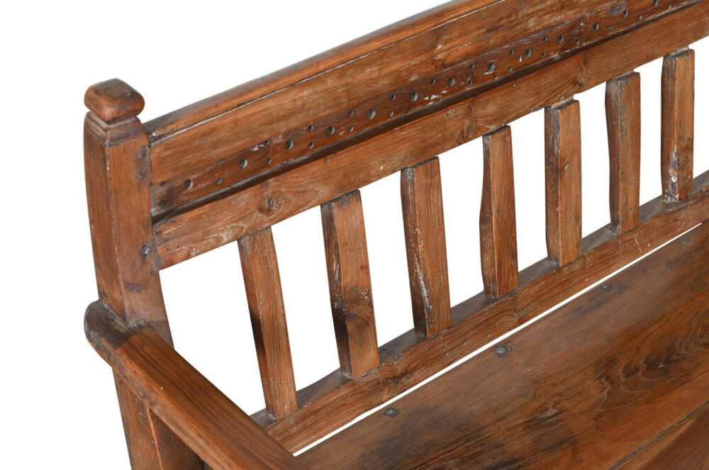Antique Indian Teak Wood Chapel Bench - Image 2