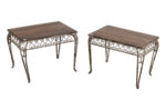 Fine Matching Pair (2) of Antique Indian Iron and Teak Wood Side Tables