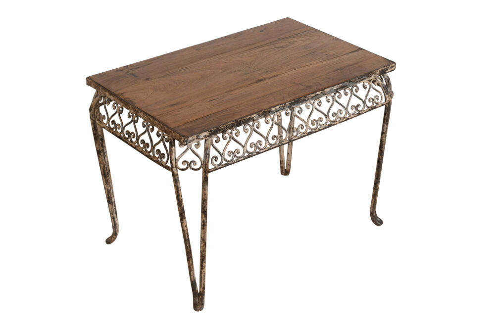 Fine Matching Pair (2) of Antique Indian Iron and Teak Wood Side Tables - Image 4