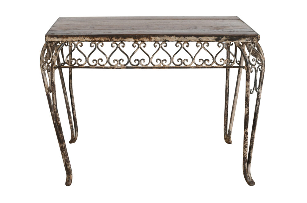Fine Matching Pair (2) of Antique Indian Iron and Teak Wood Side Tables - Image 3