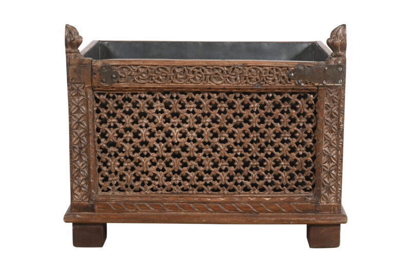 Indian Reclaimed Teak Wood And Iron Planter - Image 4