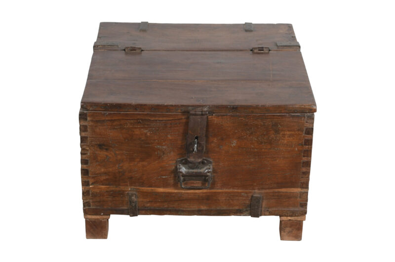 Antique Indian Teak Wood Iron Bound Pitara Chest - Image 3