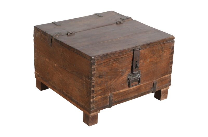 Antique Indian Teak Wood Iron Bound Pitara Chest - Image 2