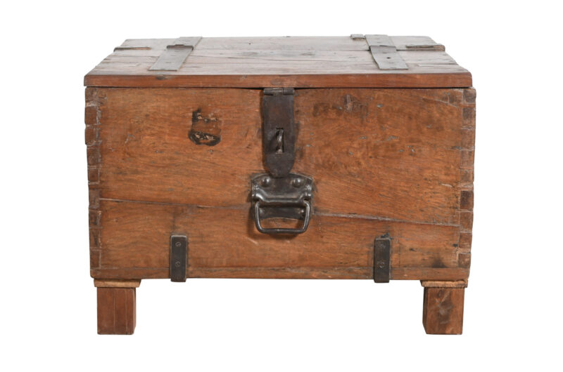 Antique Indian Teak Wood Iron Bound Pitara Chest - Image 4