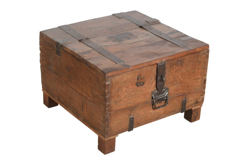 Antique Indian Teak Wood Iron Bound Pitara Chest - Image 2