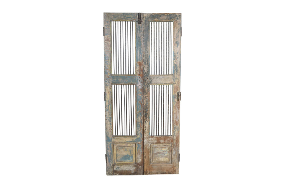 Antique Indian Teak Wood Jali Shutter Doors - Image 2