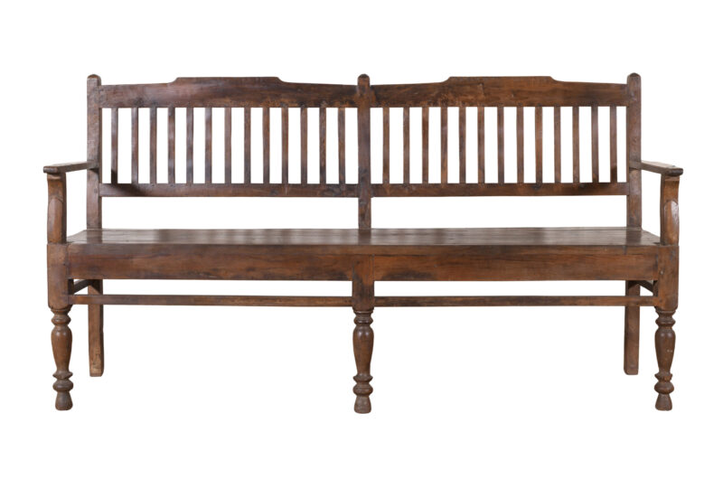 Antique Indian Teak Wood Chapel Bench - Image 4