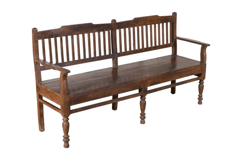 Antique Indian Teak Wood Chapel Bench