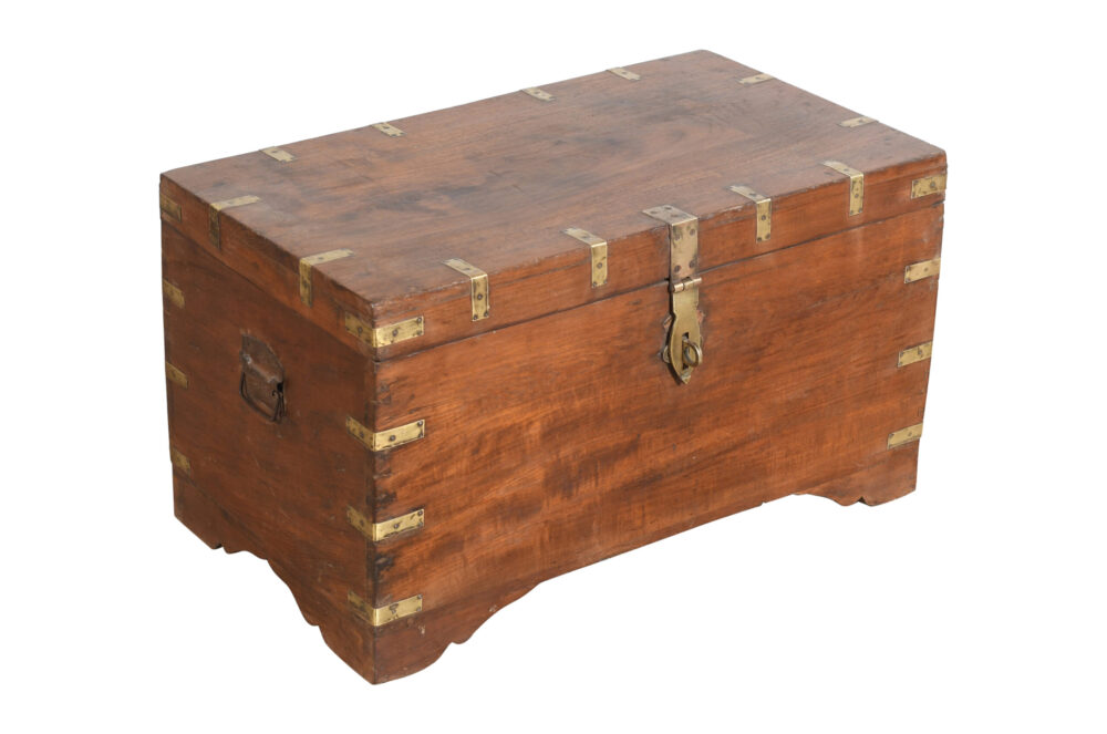 Antique Indian Teak Wood Pitara Dowry Chest - Image 2