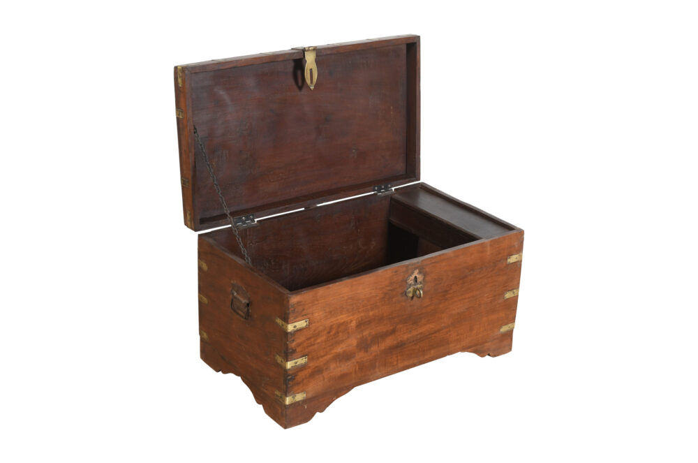 Antique Indian Teak Wood Pitara Dowry Chest