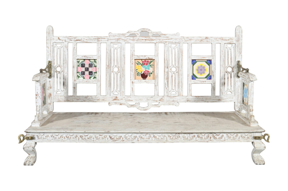 Antique Indian Teak Wood Swing Bench - Image 4