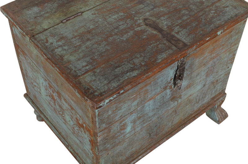 Antique Indian Teak Wood Pitara Dowry Chest - Image 2