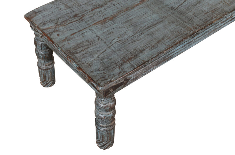 Antique Indian Teak Wood Coffee Table Bench - Image 2