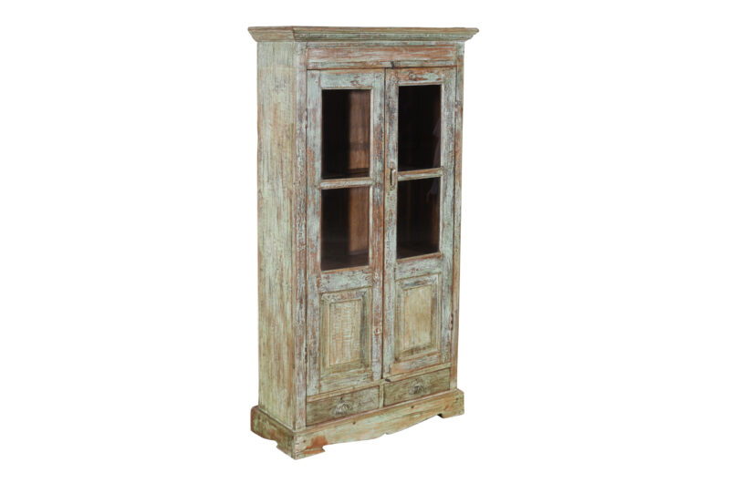 Antique Indian Teak Wood Library Cabinet - Image 4