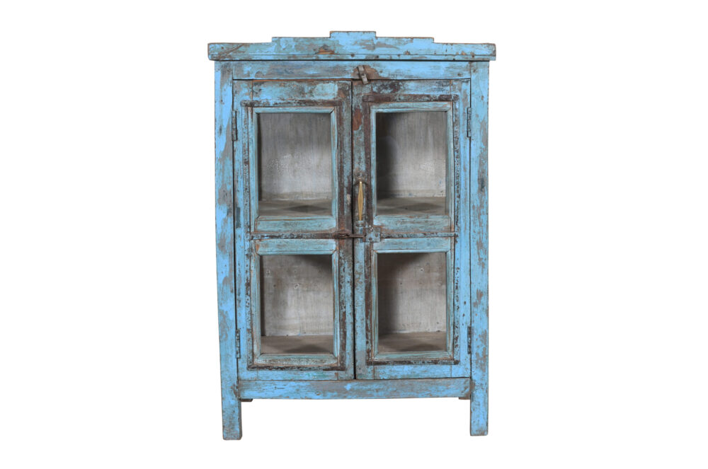 Antique Indian Burma Teak Wood Almirah Display Cupboard - Image 5
