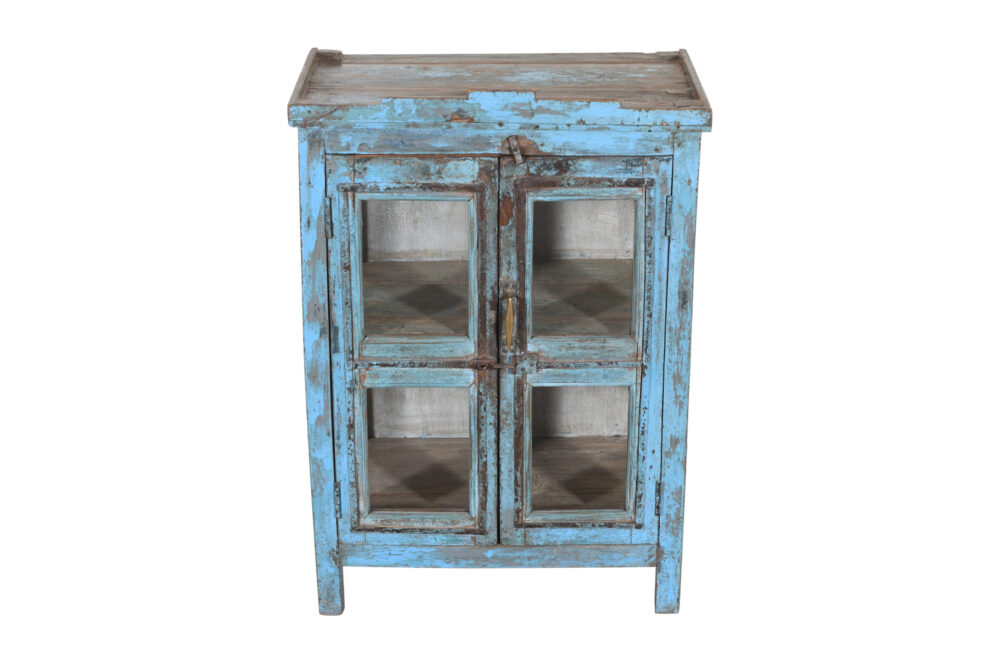Antique Indian Burma Teak Wood Almirah Display Cupboard - Image 4