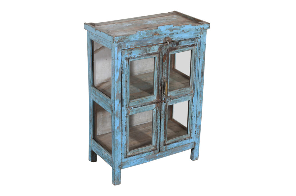 Antique Indian Burma Teak Wood Almirah Display Cupboard - Image 3