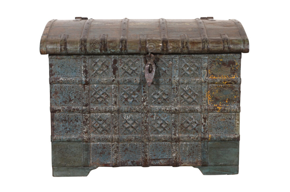 Antique Indian Teak Wood Pitara Dowry Chest - Image 5