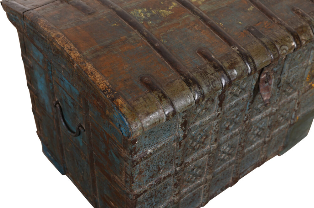 Antique Indian Teak Wood Pitara Dowry Chest - Image 2