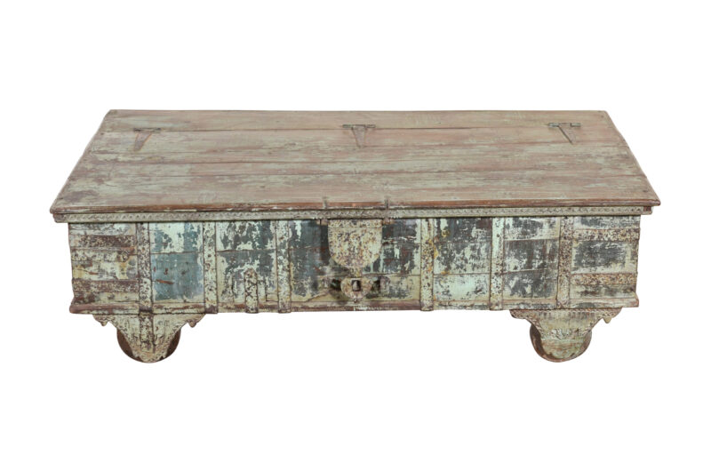 Antique Indian Teak Wood Surti Coffee Table Chest - Image 4