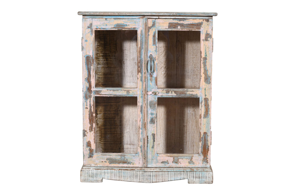 Antique Indian Burma Teak Wood Almirah Display Cupboard - Image 5