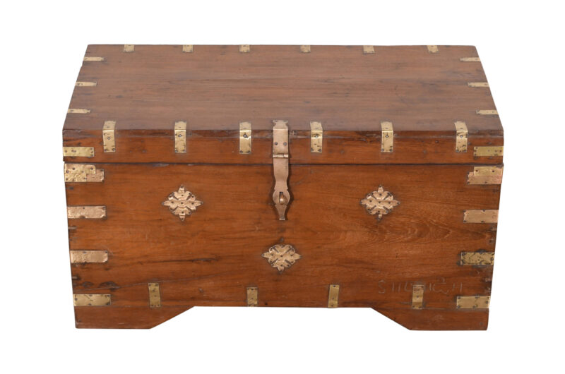 Antique Indian Teak Wood Pitara Dowry Chest - Image 4