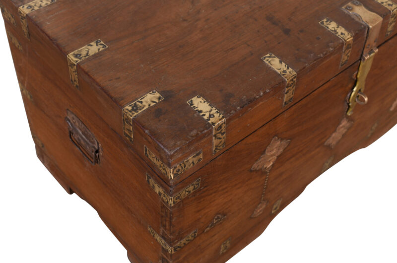 Antique Indian Teak Wood Pitara Dowry Chest - Image 3