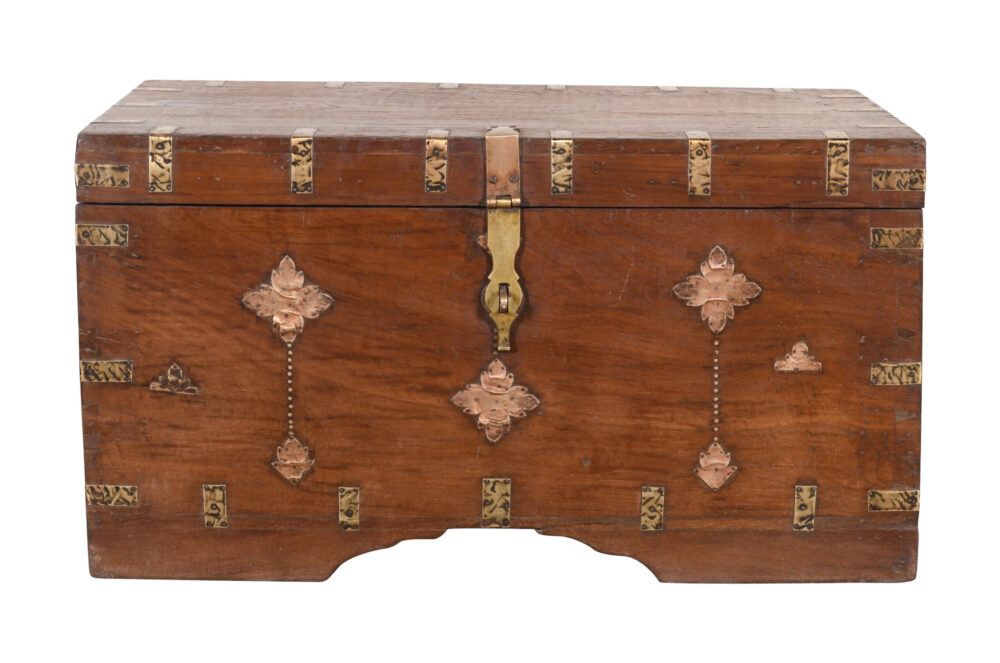 Antique Indian Teak Wood Pitara Dowry Chest - Image 2