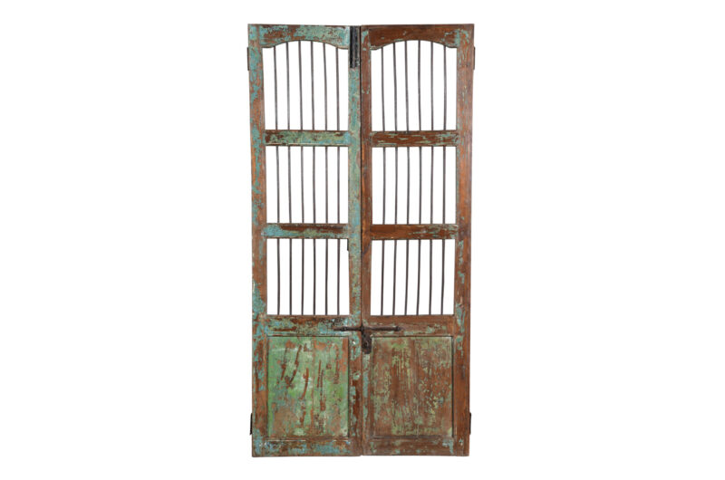 Antique Indian Teak Wood Jali Shutter Doors - Image 3