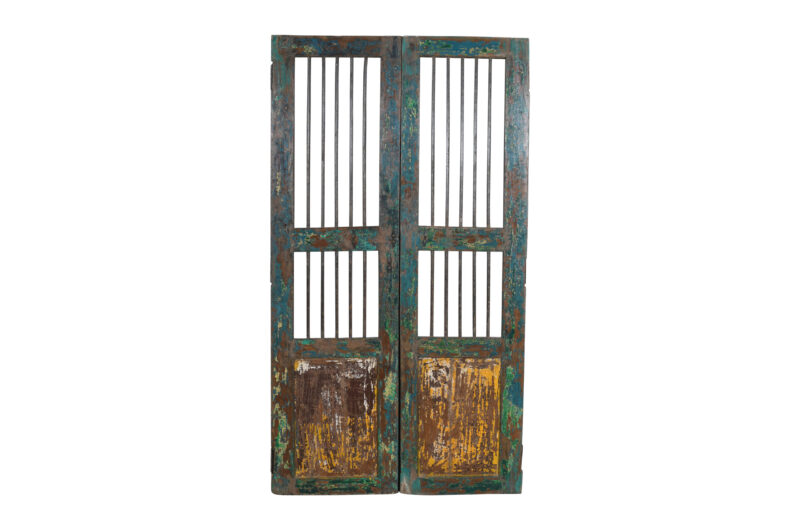 Antique Indian Teak Wood Jali Shutter Doors - Image 2