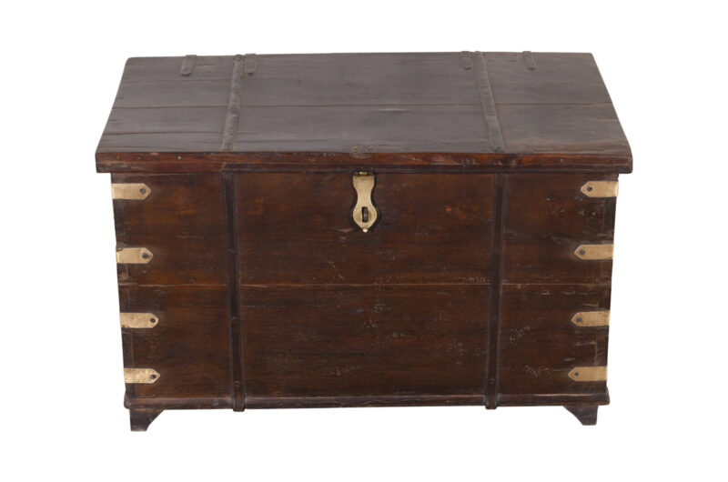 Antique Indian Teak Wood Pitara Dowry Chest - Image 4