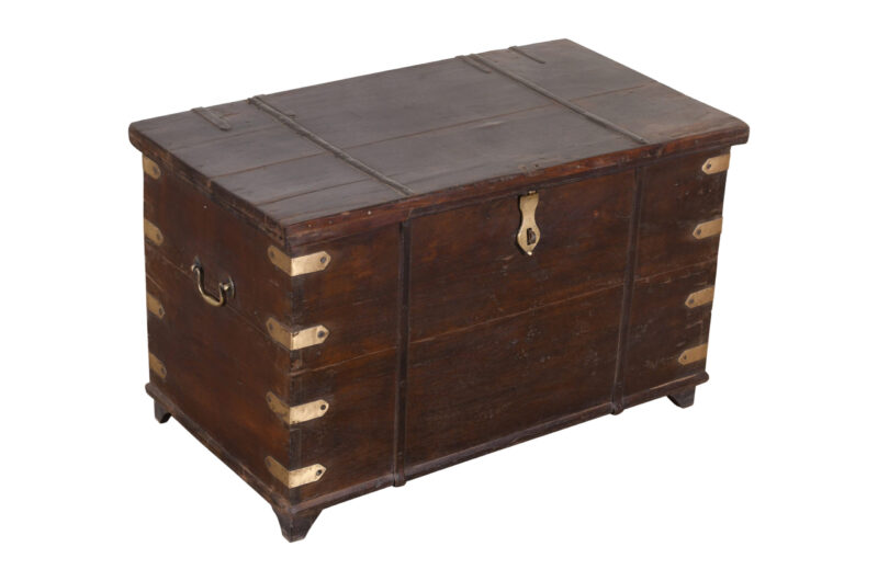 Antique Indian Teak Wood Pitara Dowry Chest - Image 3