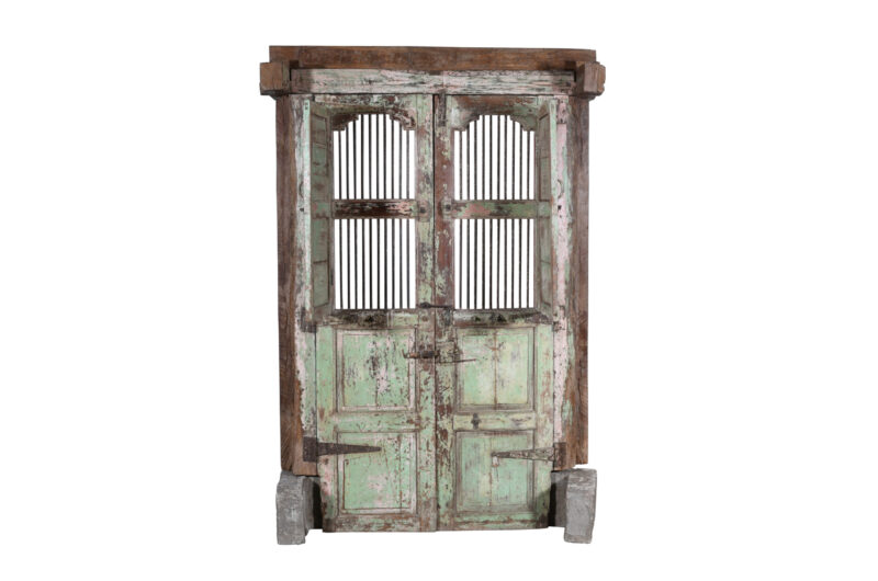 Antique Indian Teak Wood Door And Frame - Image 2