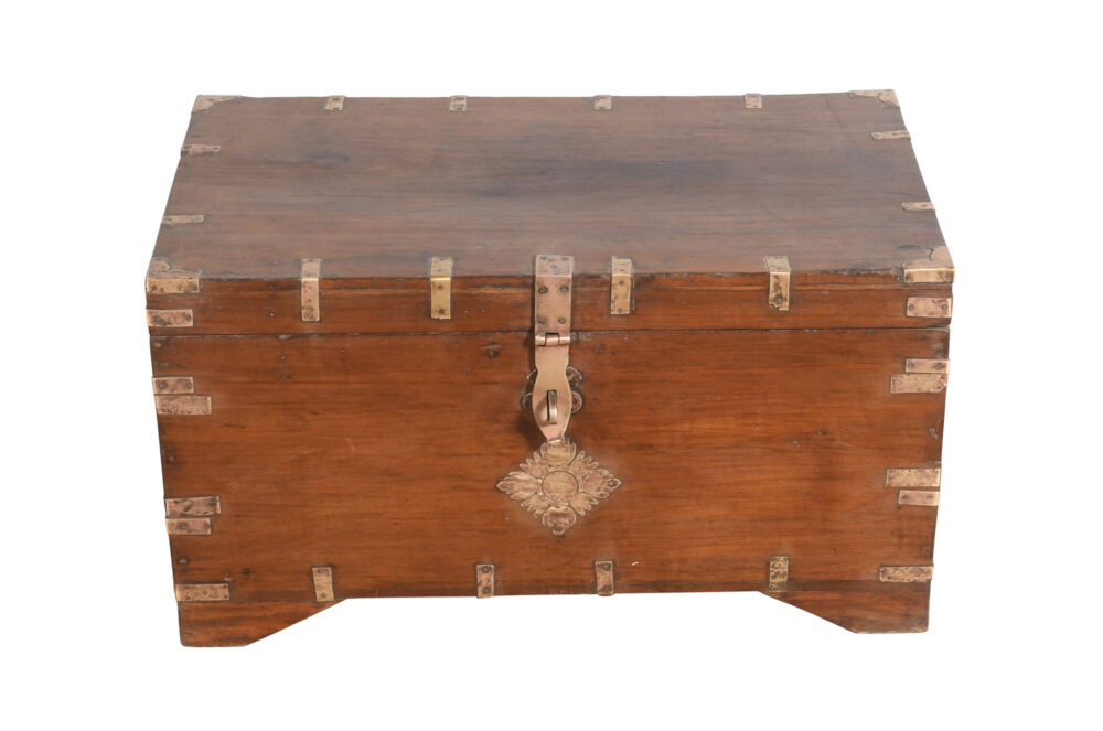 Antique Indian Teak Wood And Brass Bound Pitara Chest - Image 3
