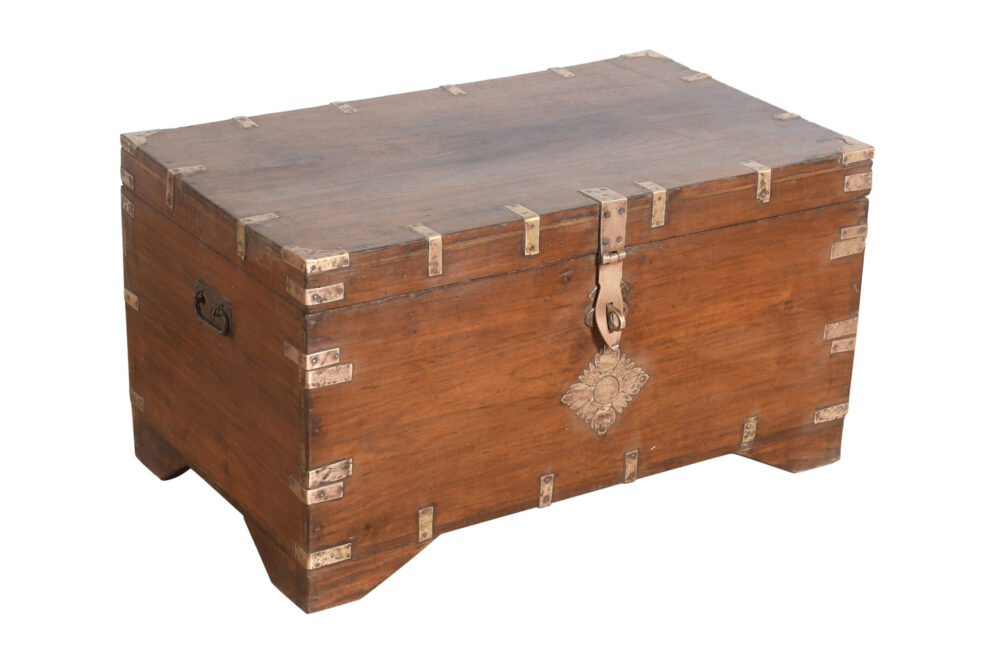 Antique Indian Teak Wood And Brass Bound Pitara Chest - Image 2