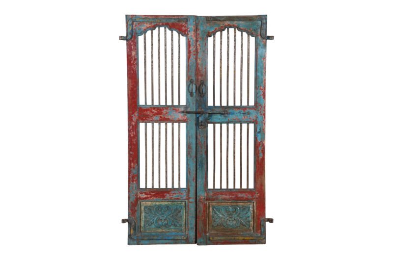 Antique Indian Teak Wood Jali Shutter Doors