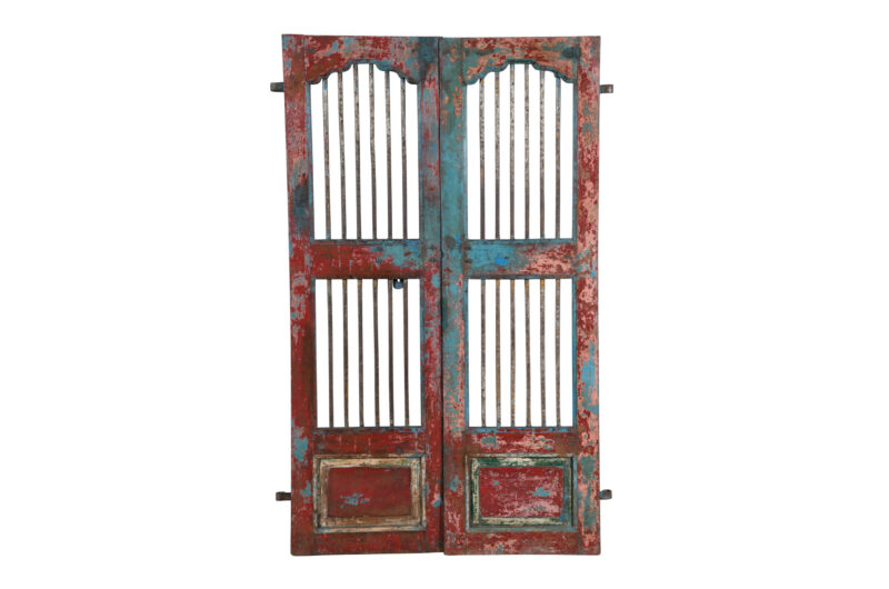 Antique Indian Teak Wood Jali Shutter Doors - Image 4